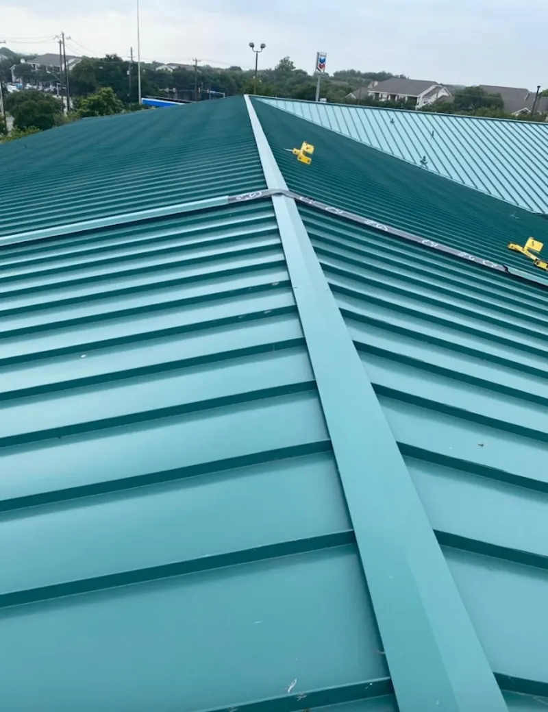 Green commercial metal roof ridge and valley for Metal Roof Repair in Boonton